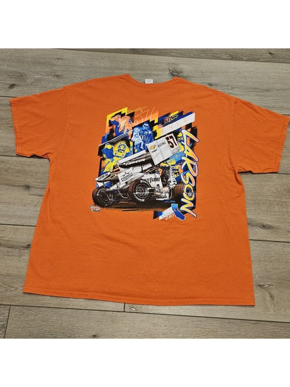 Kyle Larson #57 Sprint Car Racing T-Shirt Mens 2XL Orange Graphic Tee